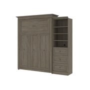 Bestar Versatile 93W Queen Murphy Bed and Shelving Unit with 3 Drawers (92W), Walnut Grey 42879-000035